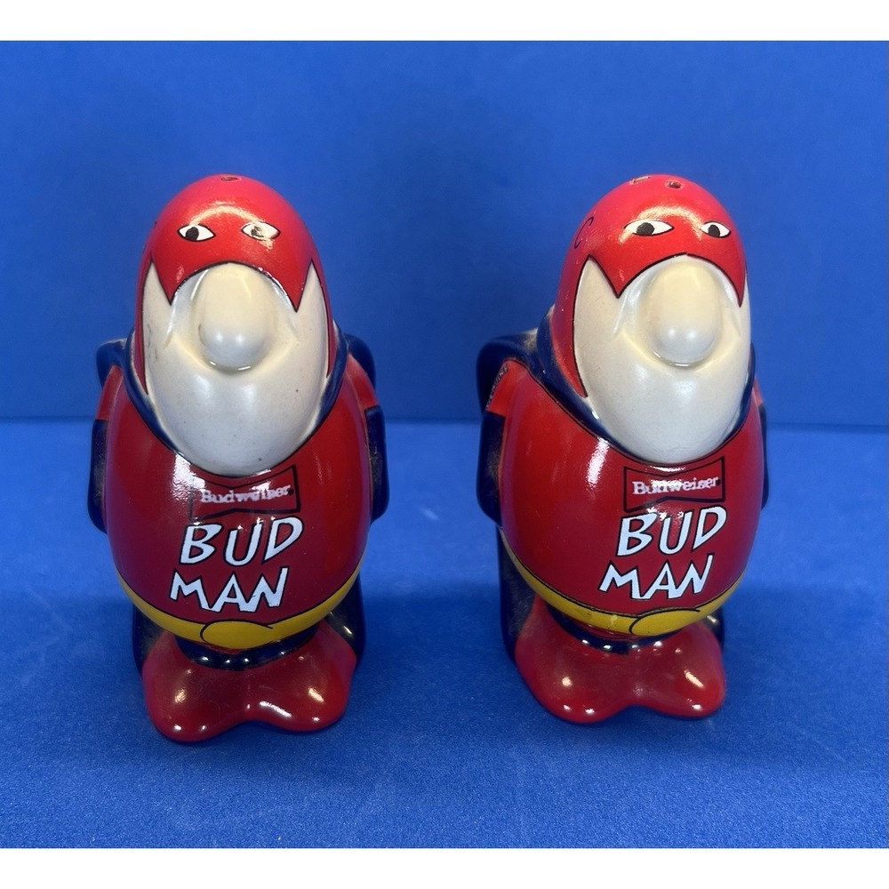 1991 Budweiser BUD‎ MAN  Anheuser Busch Salt & Pepper Figurine Shakers Set